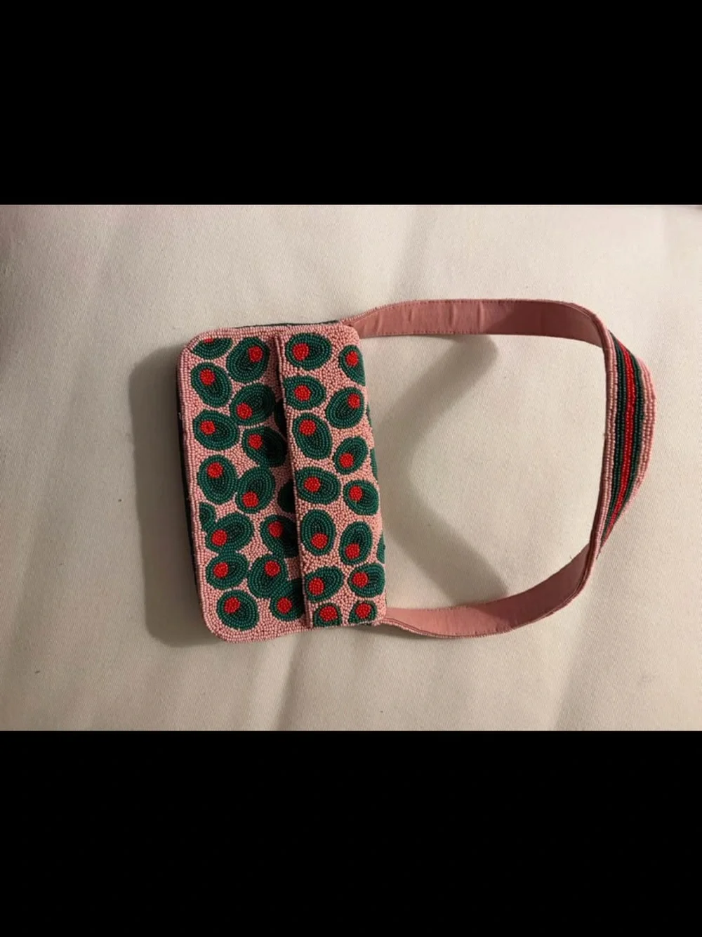 Pink Beaded Shoulder Bag with Olives - Maeve - Picture 2 of 4